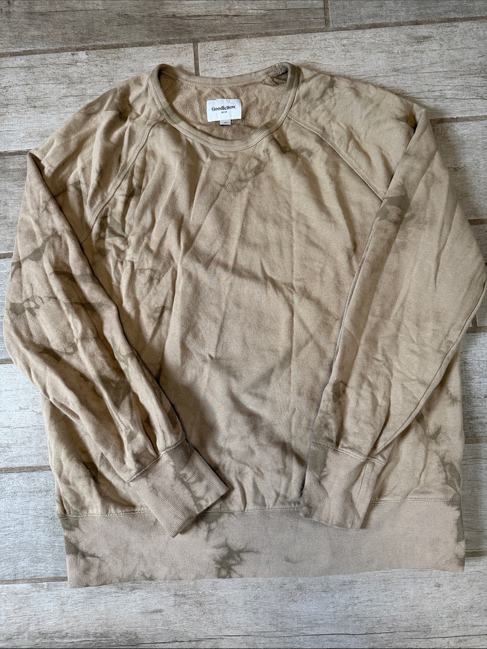 Goodfellow Tan Tie-Dye Crewneck Sweatshirt XL
